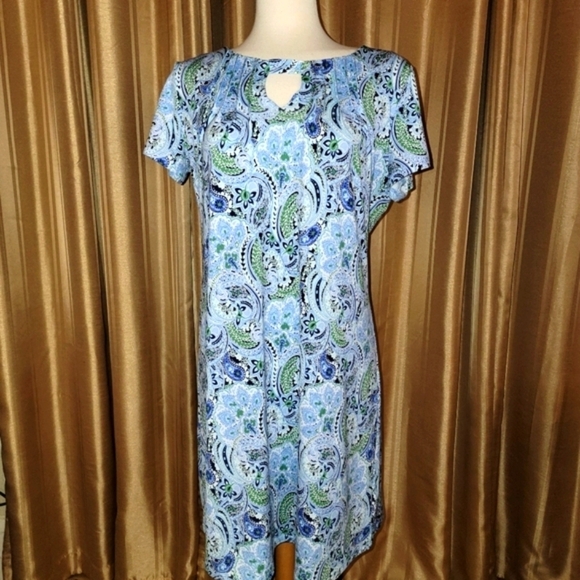 Kim Roger's Paisley Key hole Dress Size Petite Medium - Picture 1 of 8